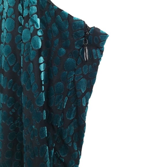 Moon Green Velvet Cap Sleeve Dress Womens Size 1XL Side Zip Lined - Picture 8 of 13